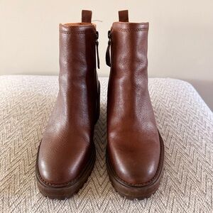 Ladies Zodiac Brown Leather Wedge Ankle Boots